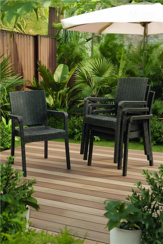 Evdemo King 4lü Rattan Sandalye Kahve