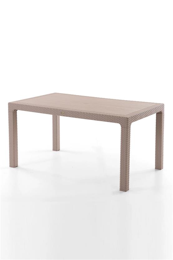 Evdemo King 6 Kişilik Rattan Masa Sandalye Takımı Cappuccino