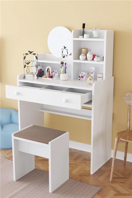 Evdemo Kumru Tabureli Makyaj Masası