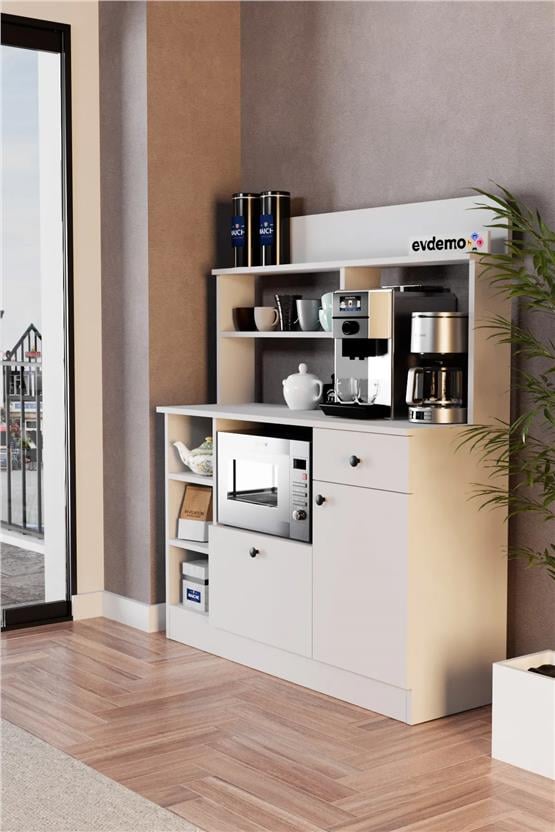 Evdemo Latte Çok Amaçlı Dolap Kahve Köşesi Beyaz