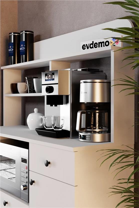 Evdemo Latte Çok Amaçlı Dolap Kahve Köşesi Beyaz
