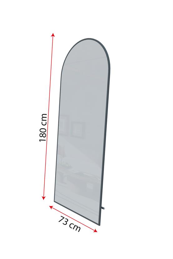 Evdemo Pamir Beyaz Metal Çerçeveli Ayaklı Oval Boy Aynası 180x70 Cm