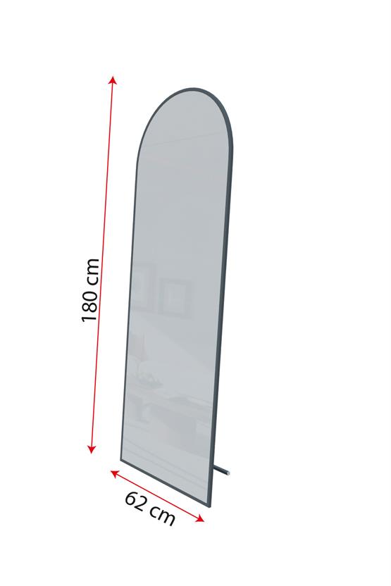 Evdemo Pamir Beyaz Metal Çerçeveli Ayaklı Oval Boy Aynası 180x60 Cm