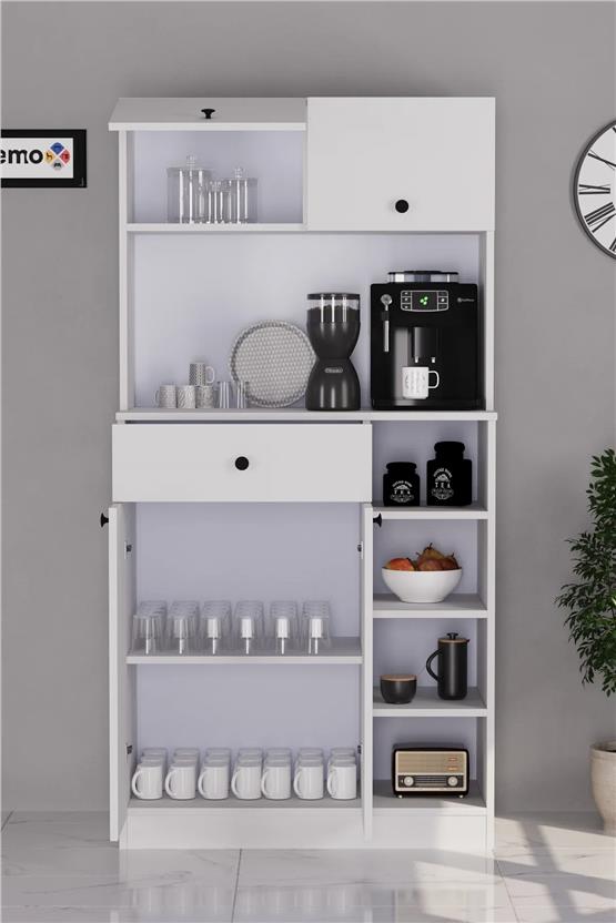 Evdemo Pera Kahve Köşesi Çok Amaçlı Dolap Beyaz