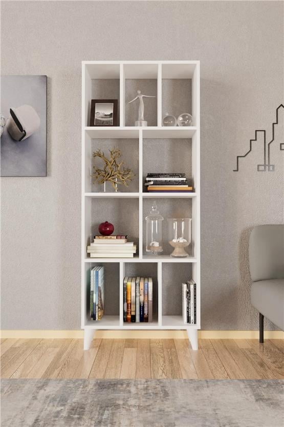 Evdemo Petek Dekoratif Kitaplık Beyaz