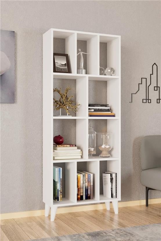 Evdemo Petek Dekoratif Kitaplık Beyaz