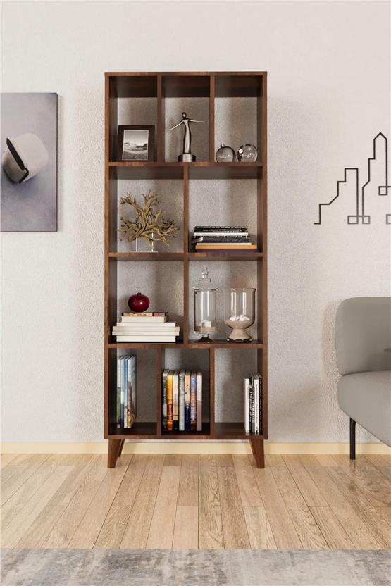 Evdemo Petek Dekoratif Kitaplık Ceviz