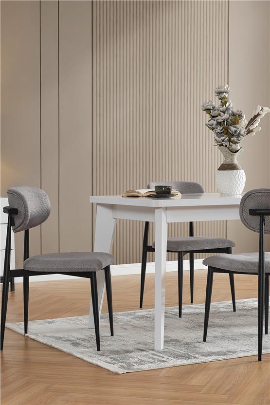 Evdemo Polo 6 Kişilik Mutfak Yemek Masası Takımı Gri