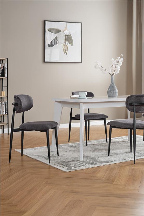 Evdemo Polo 6 Kişilik Mutfak Yemek Masası Takımı Antrasit