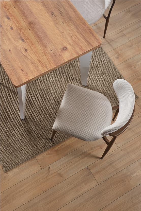 Evdemo Polo 6 Kişilik Mutfak Yemek Masası Takımı Krem