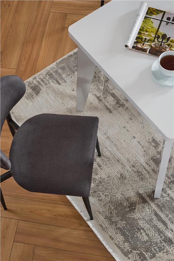 Evdemo Polo 6 Kişilik Mutfak Yemek Masası Takımı Antrasit