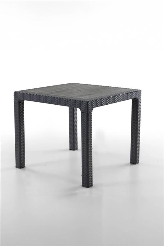 Evdemo Rattan 90x90 cm Masa Siyah