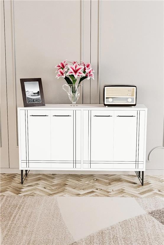 Evdemo Rio Metal Ayak Dekoratif Modern Konsol Beyaz