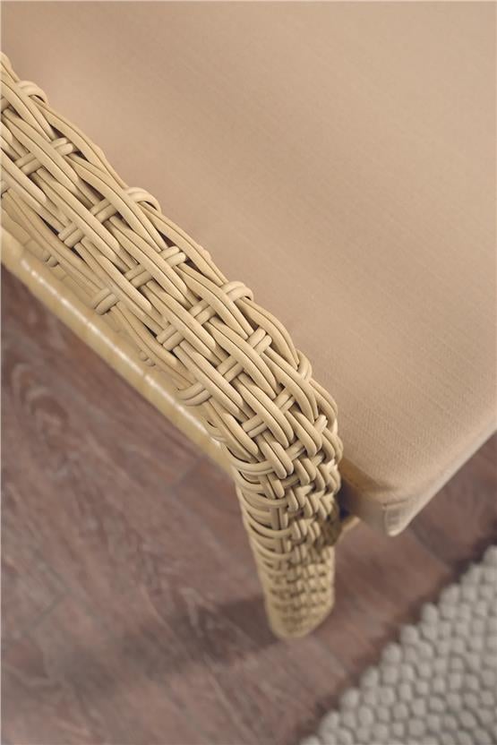 Evdemo Rio Rattan Bahçe Balkon Oturma Takımı 2+1+1+Camlı Masa Cappuccino