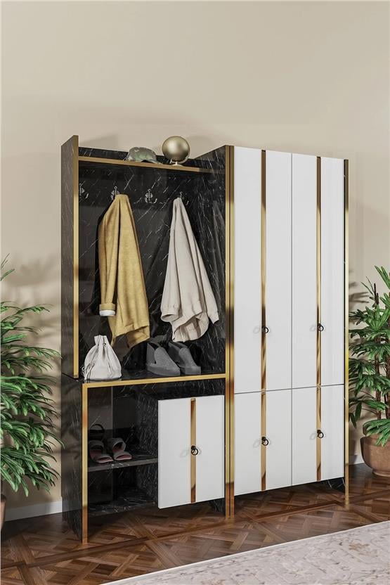 Evdemo Sarmaşık Siyah Portmanto Vestiyer