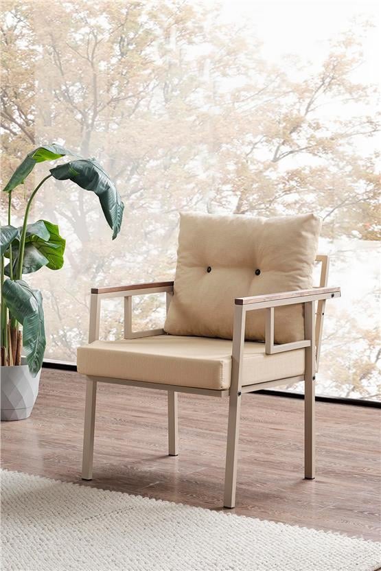 Evdemo Saye Metal Bahçe Balkon Oturma Takımı 2+1+1+Orta Sehpa Cappuccino