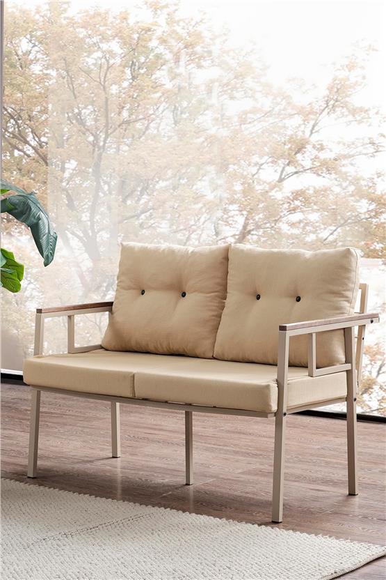 Evdemo Saye Metal Bahçe Balkon Oturma Takımı 2+1+1+Orta Sehpa Cappuccino