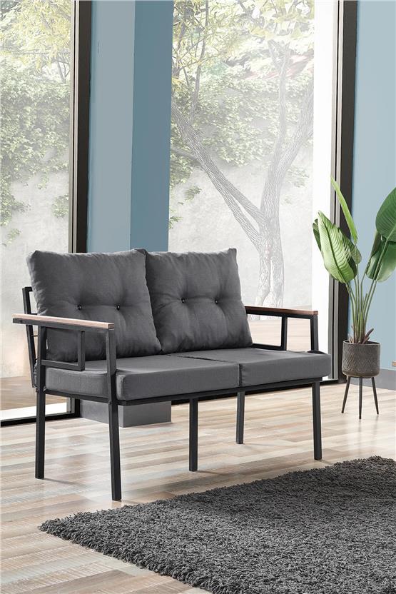 Evdemo Saye Metal Bahçe Balkon Oturma Takımı 2+1+1+Orta Sehpa Antrasit