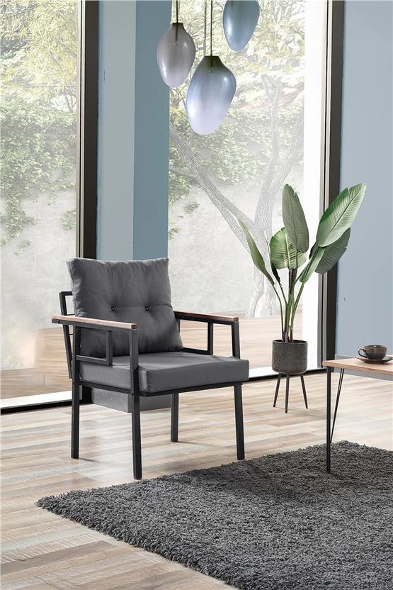 Evdemo Saye Metal Bahçe Balkon Oturma Takımı 2+1+1+Orta Sehpa Antrasit
