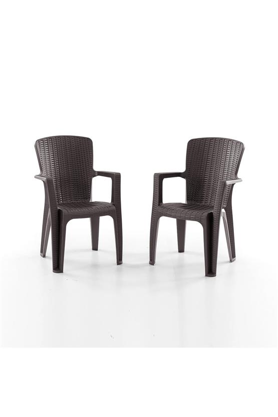Evdemo Side 2 Kişilik Rattan Masa Sandalye Takımı Kahve