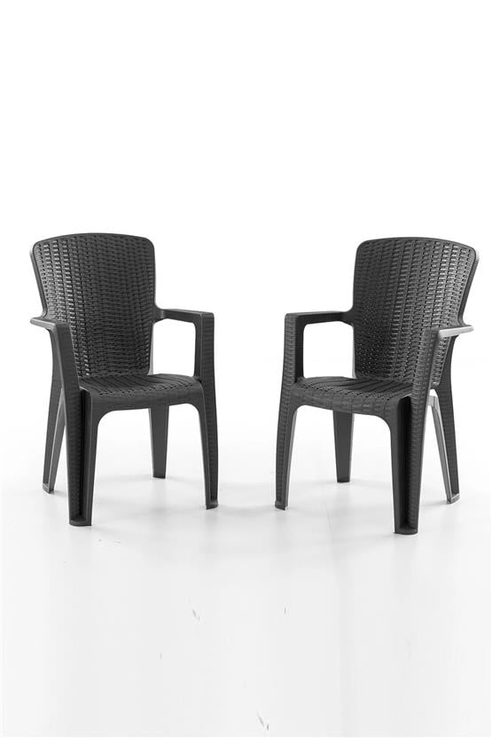 Evdemo Side 2 Kişilik Rattan Masa Sandalye Takımı Siyah