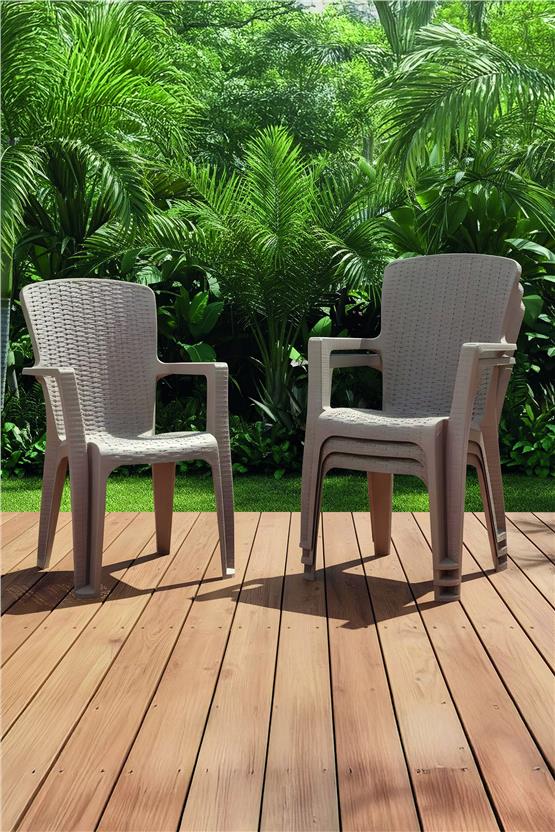 Evdemo Side 4lü Rattan Sandalye Cappuccino