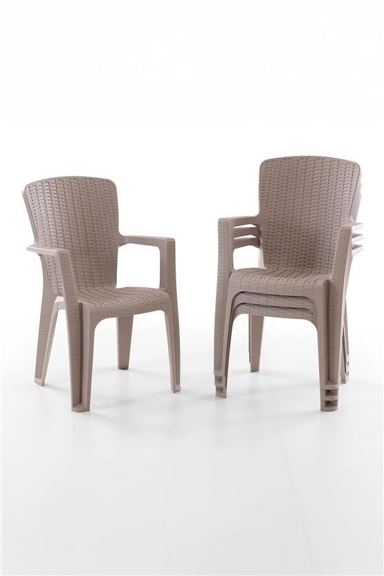 Evdemo Side 4lü Rattan Sandalye Cappuccino