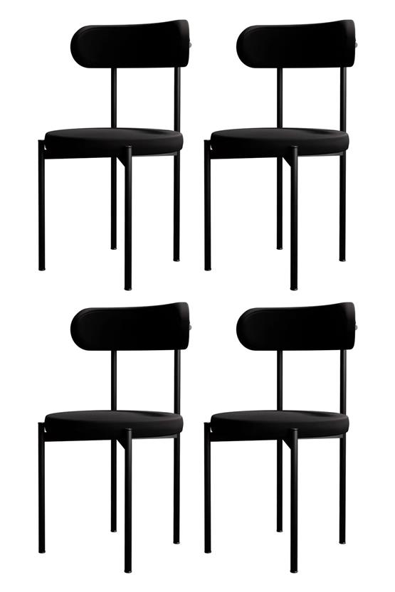 Evdemo Trend 4lü Mutfak Masası Sandalyesi Siyah-Siyah