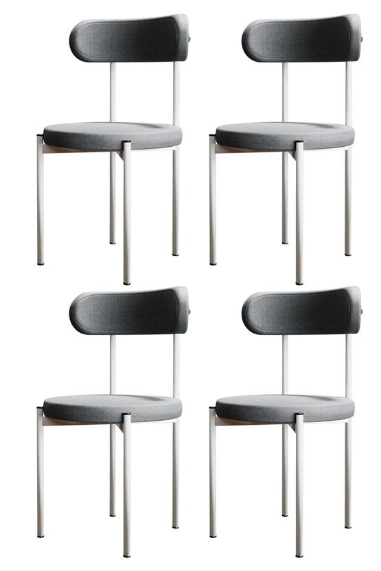 Evdemo Trend 4lü Mutfak Masası Sandalyesi Gri-Beyaz