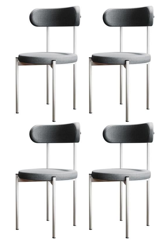 Evdemo Trend 4lü Mutfak Masası Sandalyesi Gri-Beyaz