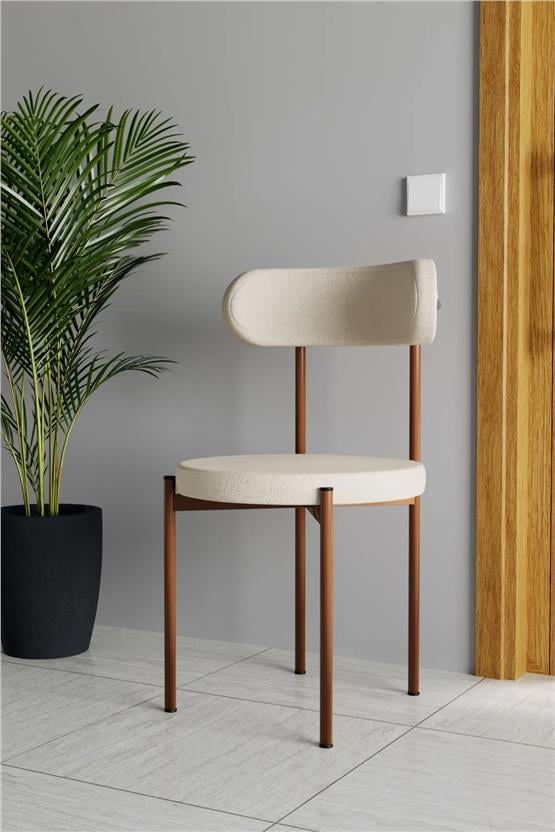 Evdemo Trend Tekli Mutfak Masası Sandalyesi Krem-Kahve