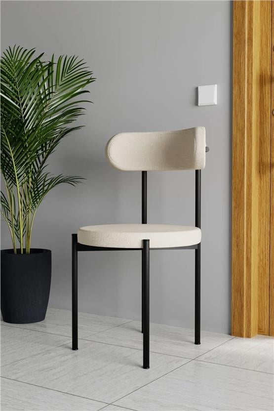 Evdemo Trend Tekli Mutfak Masası Sandalyesi Krem-Siyah