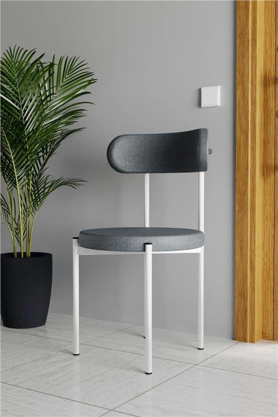 Evdemo Trend Tekli Mutfak Masası Sandalyesi Gri-Beyaz