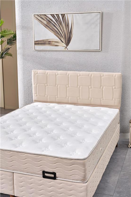 Evdemo Vizyon Çift Kişilik Baza Başlık Yatak Seti Krem 150*200