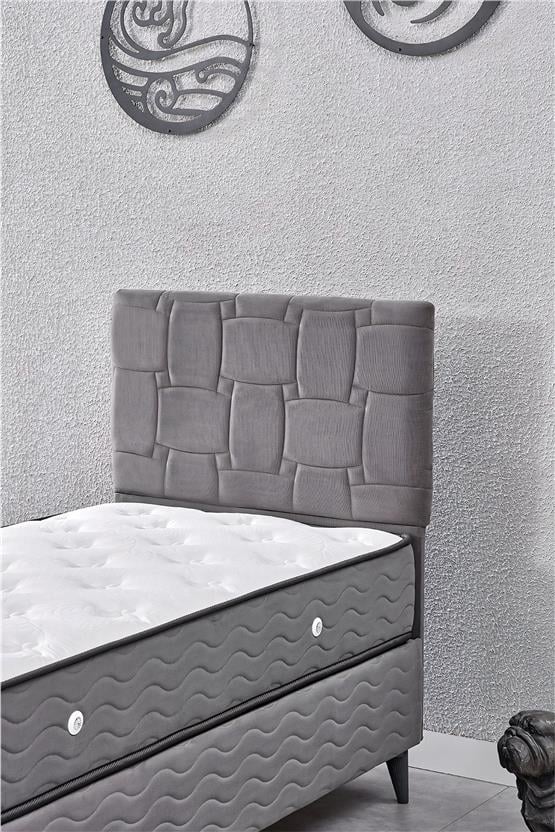 Evdemo Vizyon Tek Kişilik Baza Başlık Set Gri 90*190