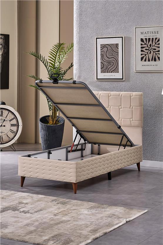 Evdemo Vizyon Tek Kişilik Baza Başlık Set Krem 90*190