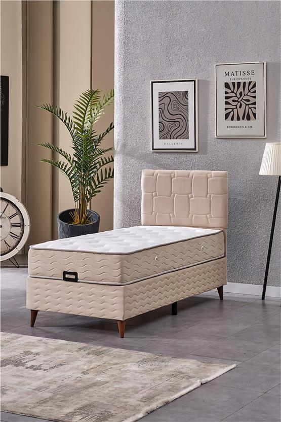 Evdemo Vizyon Tek Kişilik Baza Başlık Set Krem 90*190