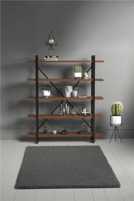 Evdemo Wood Metal Kitaplık Ceviz