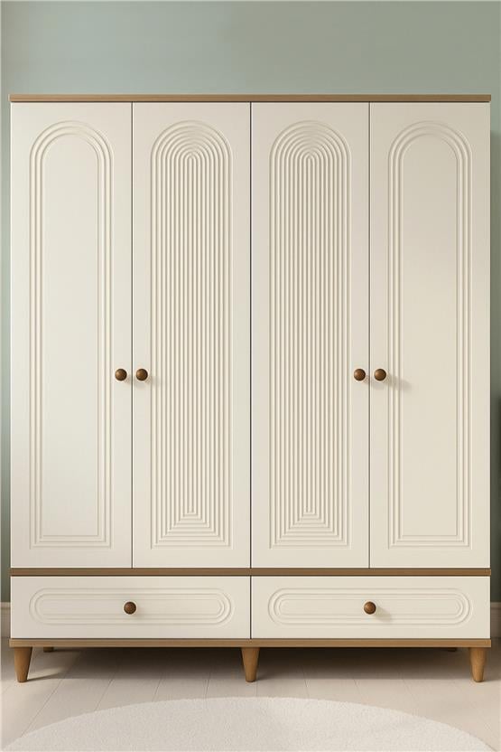 Eymense Alyans 4 Kapaklı Gardırop Krem