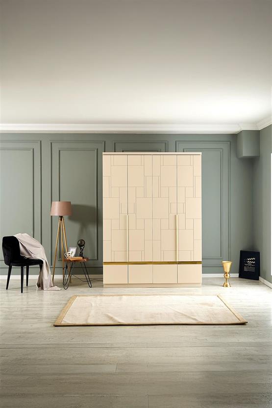 Eymense Antik 160lık Gardırop Bej