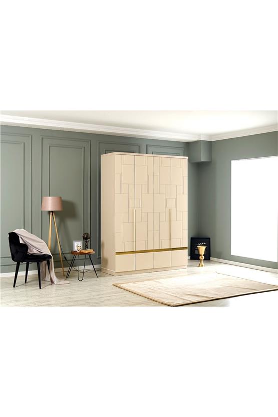 Eymense Antik 160lık Gardırop Bej
