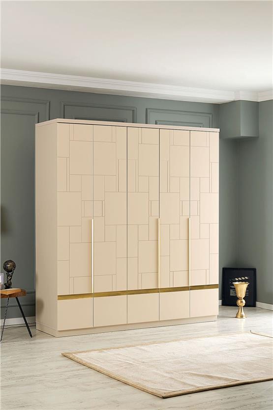 Eymense Antik 200lük Gardırop Bej