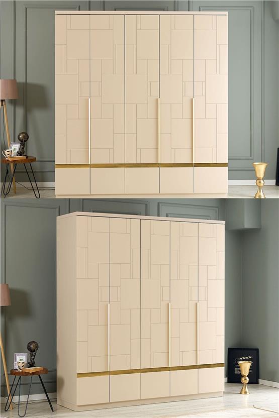 Eymense Antik 200lük Gardırop Bej