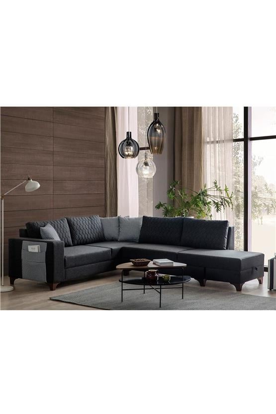 Eymense Antrasit Loft Köşe Koltuk Takımı Antrasit