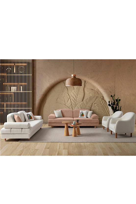 Eymense Aries Yataklı Sandıklı Koltuk Takımı 3+3+1+1 Pembe