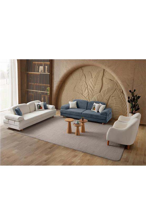 Eymense Aries Yataklı Sandıklı Koltuk Takımı 3+3+1+1 Mavi