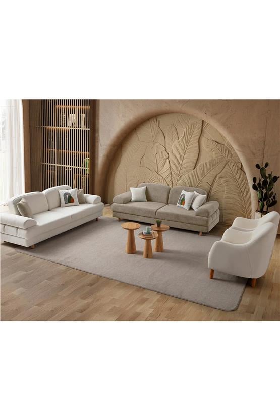 Eymense Aries Yataklı Sandıklı Koltuk Takımı 3+3+1+1 Sütlü Kahve