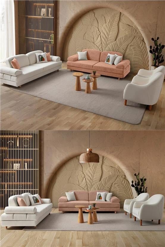 Eymense Aries Yataklı Sandıklı Koltuk Takımı 3+3+1+1 Pembe