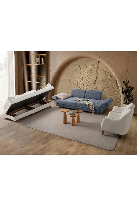 Eymense Aries Yataklı Sandıklı Koltuk Takımı 3+3+1+1 Mavi