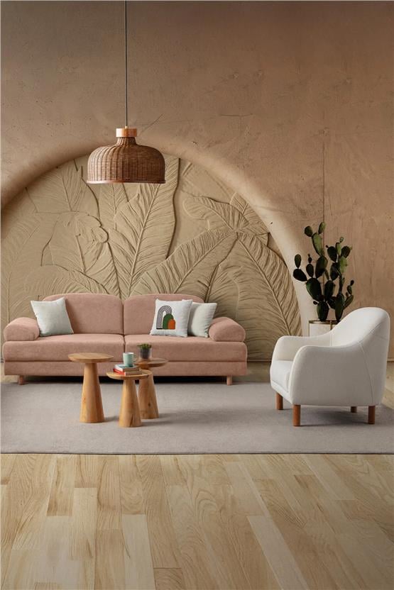 Eymense Aries Yataklı Sandıklı Koltuk Takımı 3+1 Pembe